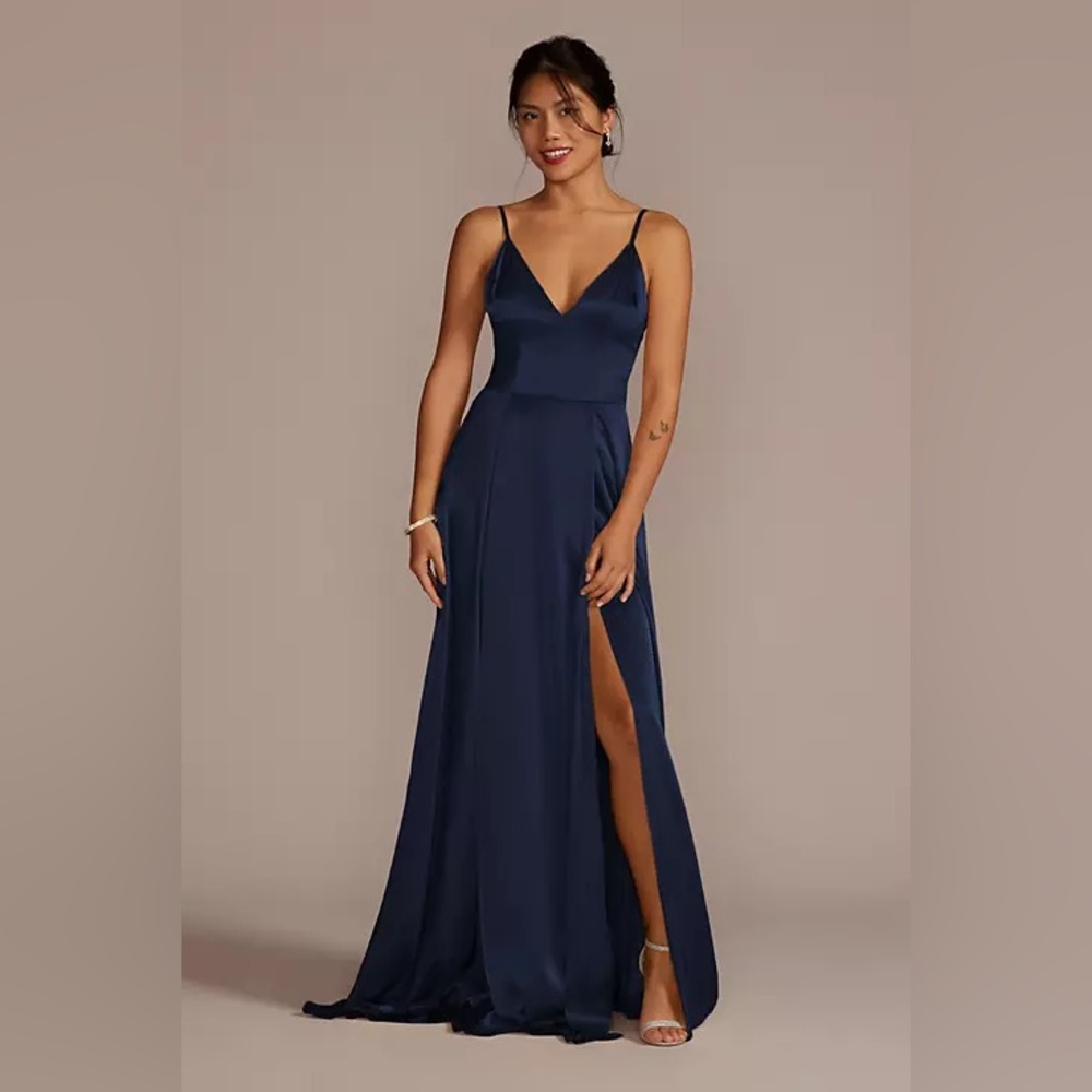 David’s Bridal/ Galina Signature Charmeuse Deep v-neck a-line Bridesmaid Dress